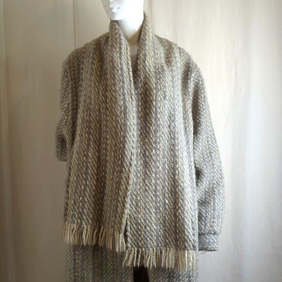 Coat Wool Gray Tapestries Ireland Limited Wool Coat Large - Picture 5 of 10